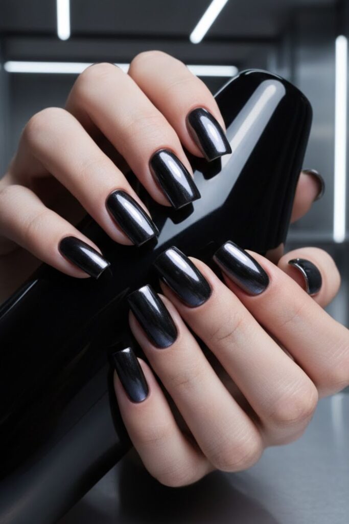10 Short Black Acrylic Nails Designs 2026
