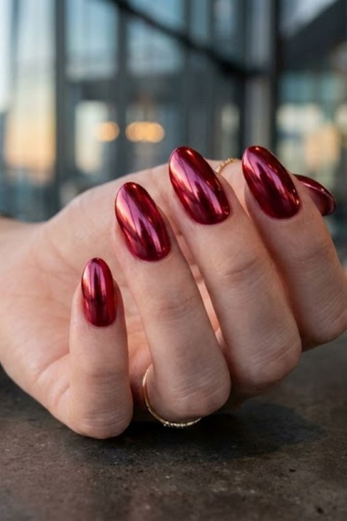 5 Oval Red Acrylic Nails Designs 2026