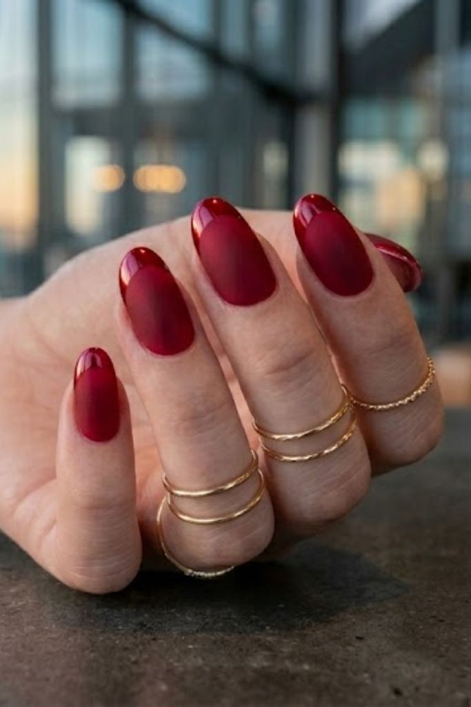 5 Oval Red Acrylic Nails Designs 2026